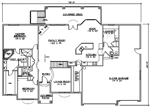 Ranch Floor Plan - Main Floor Plan #5-136