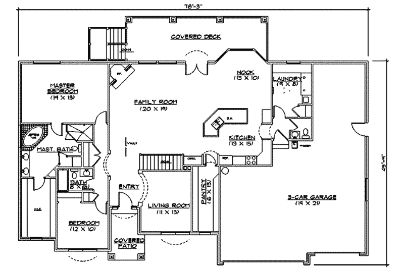 Home Plan - Floor Plan - Main Floor for Ranch House Plan #5-136 - 2 bed, 2.5 bath