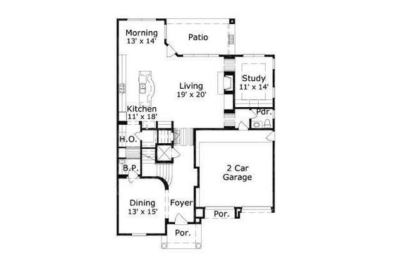 Floor Plan - Main Floor for European House Plan #411-340 - 3 bed, 3.5 bath