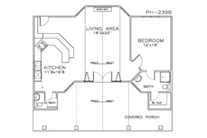 Floor Plan - Main Floor for Craftsman House Plan #8-147 - 1 bed, 2 bath