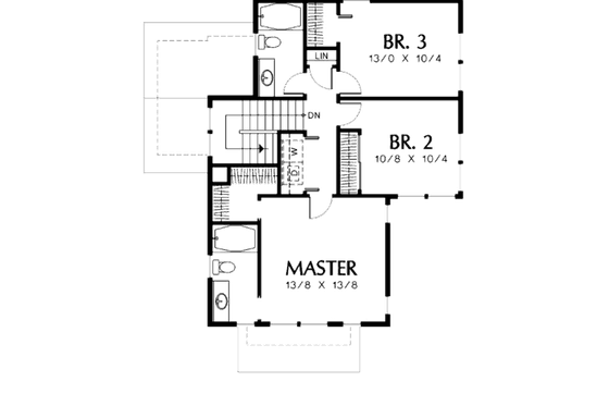Floor Plan - Upper Floor for Craftsman House Plan #48-438 - 3 bed, 2.5 bath