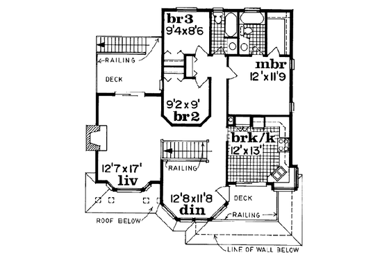 Floor Plan - Upper Floor for Traditional House Plan #47-176 - 3 bed, 2 bath