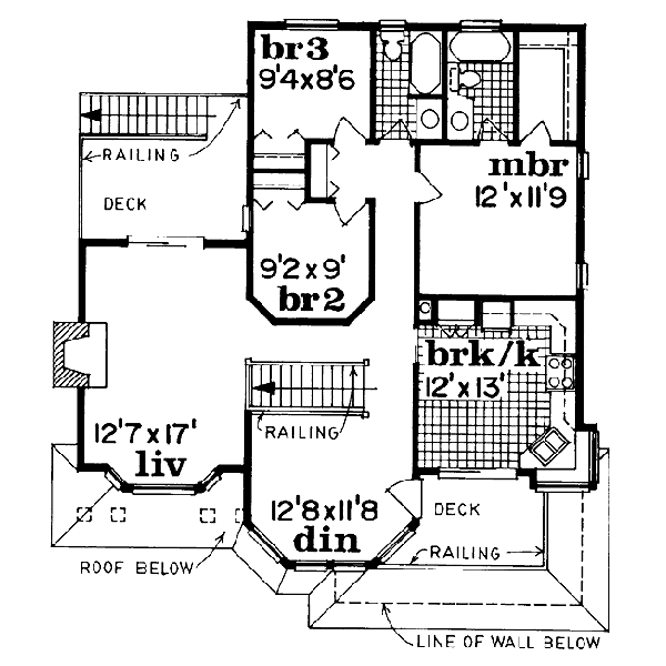 Traditional Floor Plan - Upper Floor Plan #47-176