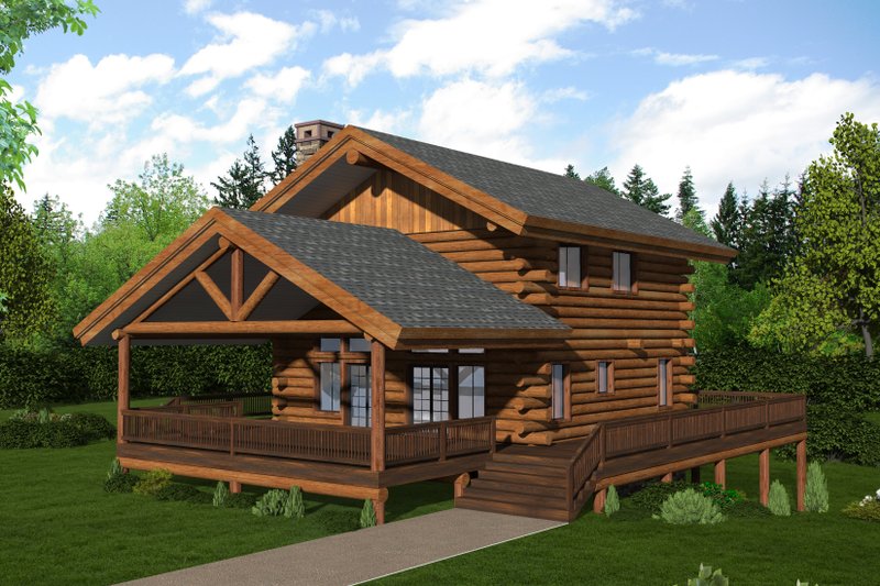 Home Plan - Log Exterior - Front Elevation Plan #117-965