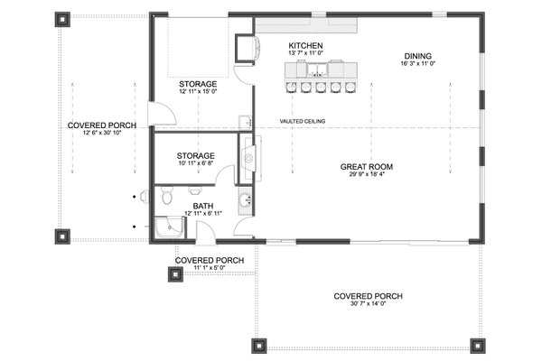 House Blueprint - Floor Plan - Main Floor for Traditional House Plan #1060-485, 1 bath