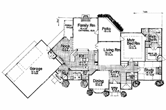 Floor Plan - Main Floor for European House Plan #52-129 - 4 bed, 5 bath