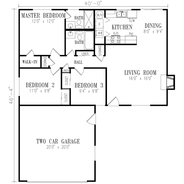 Architectural House Design - Ranch Floor Plan - Main Floor Plan #1-151