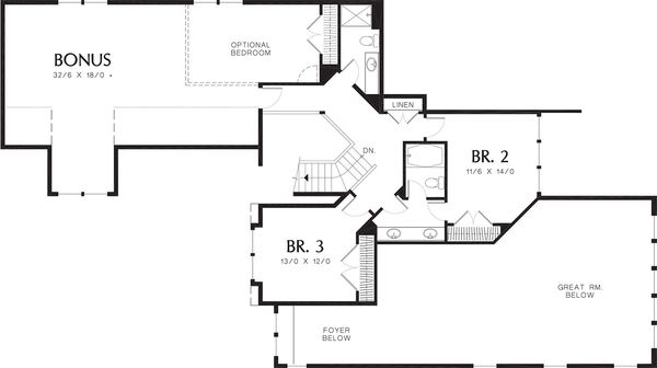 Dream House Plan - Craftsman Floor Plan - Upper Floor Plan #48-343