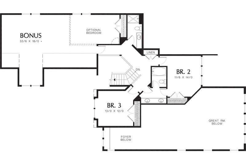 Dream House Plan - Floor Plan - Upper Floor for Craftsman House Plan #48-343 - 3 bed, 4 bath