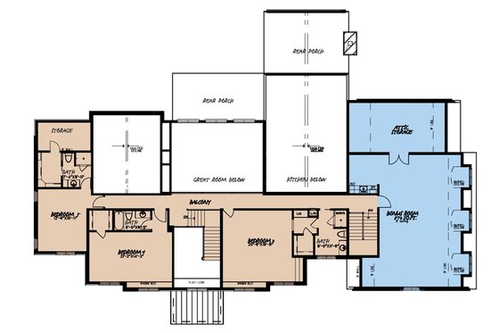 Floor Plan - Upper Floor for European House Plan #923-185 - 5 bed, 5.5 bath