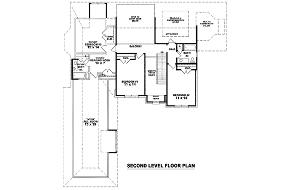 Floor Plan - Upper Floor for European House Plan #81-1146 - 3 bed, 3 bath