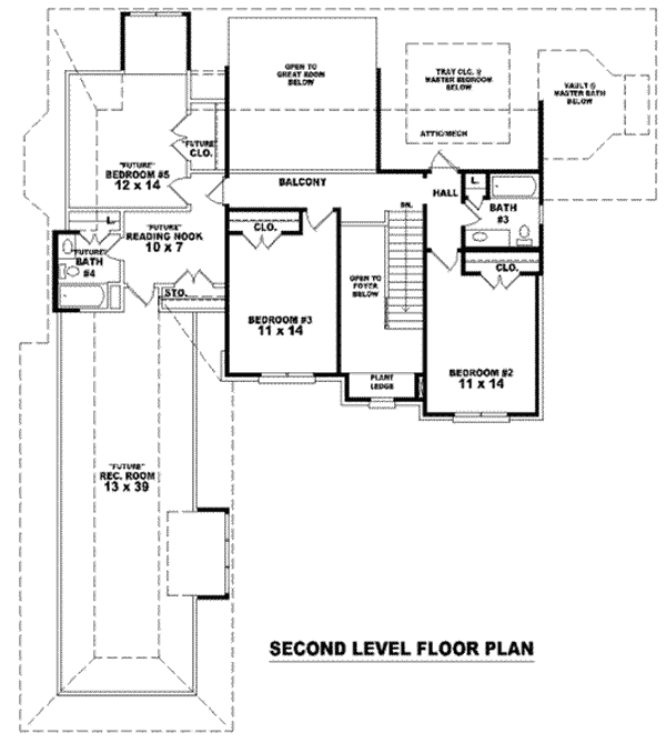 Floor Plan - Upper Floor for European House Plan #81-1146 - 3 bed, 3 bath
