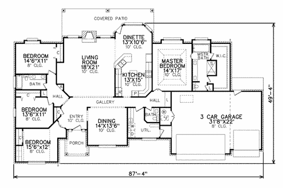 Floor Plan - Main Floor for European House Plan #65-379 - 4 bed, 2.5 bath