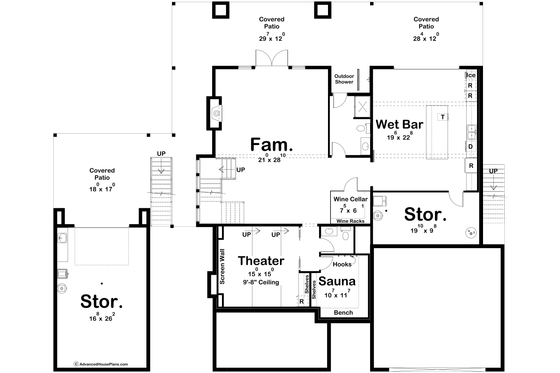 Floor Plan - Lower Floor for Modern House Plan #455-528 - 4 bed, 4.5 bath
