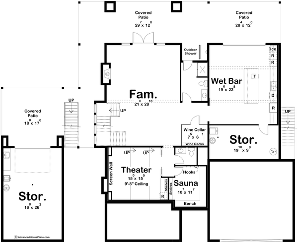 Modern Floor Plan - Lower Floor Plan #455-528