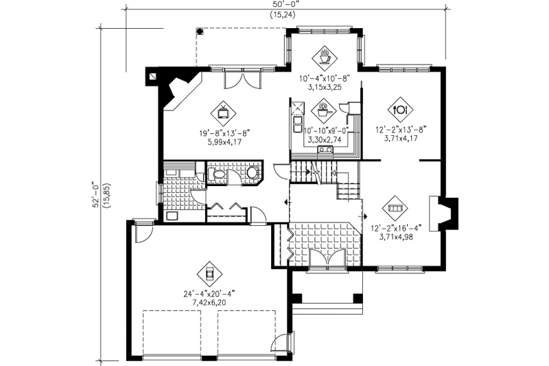 Dream House Plan - Floor Plan - Main Floor for Traditional House Plan #25-2249 - 3 bed, 2.5 bath