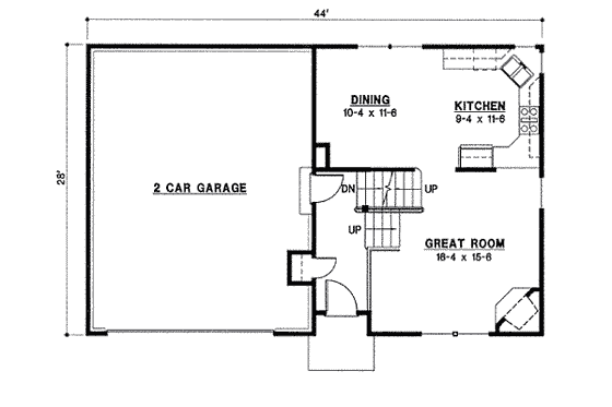 Floor Plan - Main Floor for Traditional House Plan #67-799 - 3 bed, 2 bath