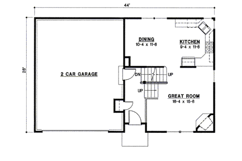 Traditional Style House Plan - 3 Beds 2 Baths 1352 Sq/Ft Plan #67-799 ...