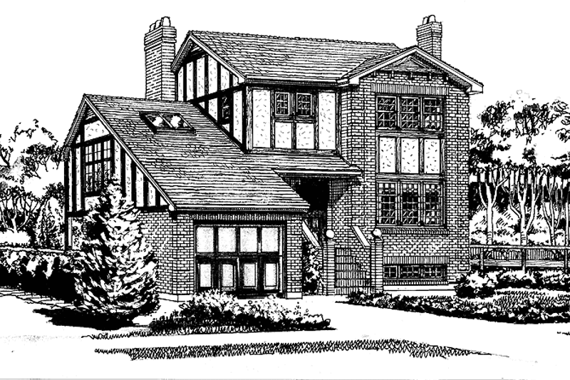 Architectural House Design - Tudor Exterior - Front Elevation Plan #47-963