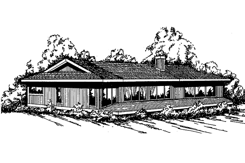 Dream House Plan - Exterior - Front Elevation 3 for Contemporary House Plan #60-696 - 2 bed, 2 bath