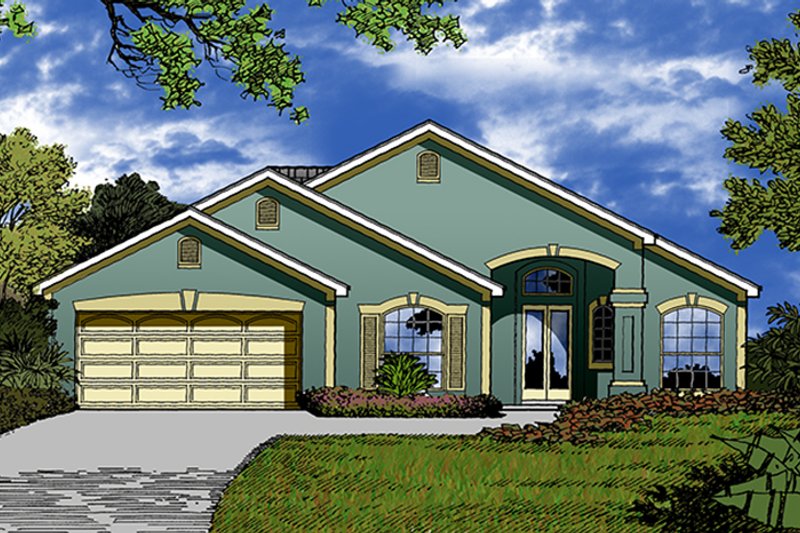 Architectural House Design - Exterior - Front Elevation 4 for Mediterranean House Plan #417-852 - 4 bed, 2 bath