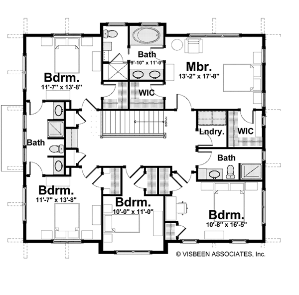 Colonial Floor Plan - Upper Floor Plan #928-220