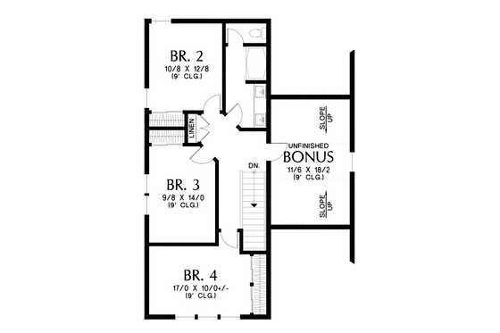 Floor Plan - Upper Floor for Farmhouse House Plan #48-1074 - 4 bed, 2.5 bath