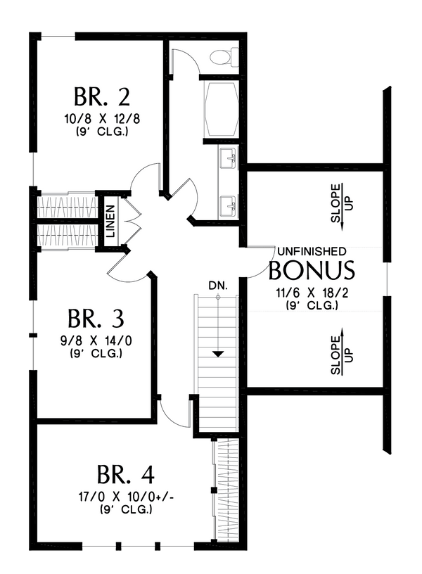 House Blueprint - Farmhouse Floor Plan - Upper Floor Plan #48-1074