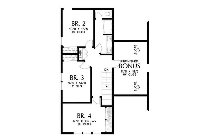 House Design - Floor Plan - Upper Floor for Farmhouse House Plan #48-1074 - 4 bed, 2.5 bath