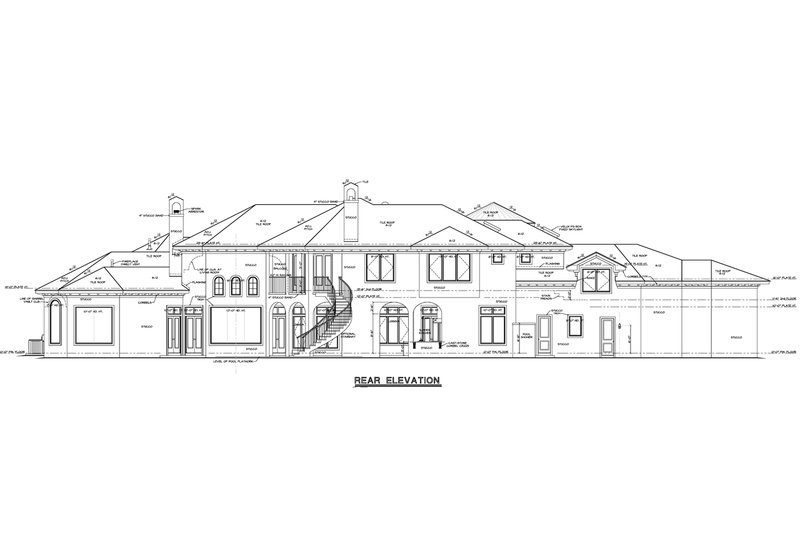 Architectural House Design - Exterior - Rear Elevation 2 for Mediterranean House Plan #20-2166 - 5 bed, 6 bath
