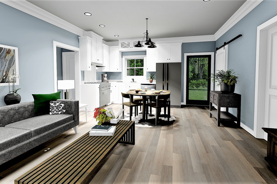 Interior - Family Room for Farmhouse House Plan #44-224 - 3 bed, 2 bath