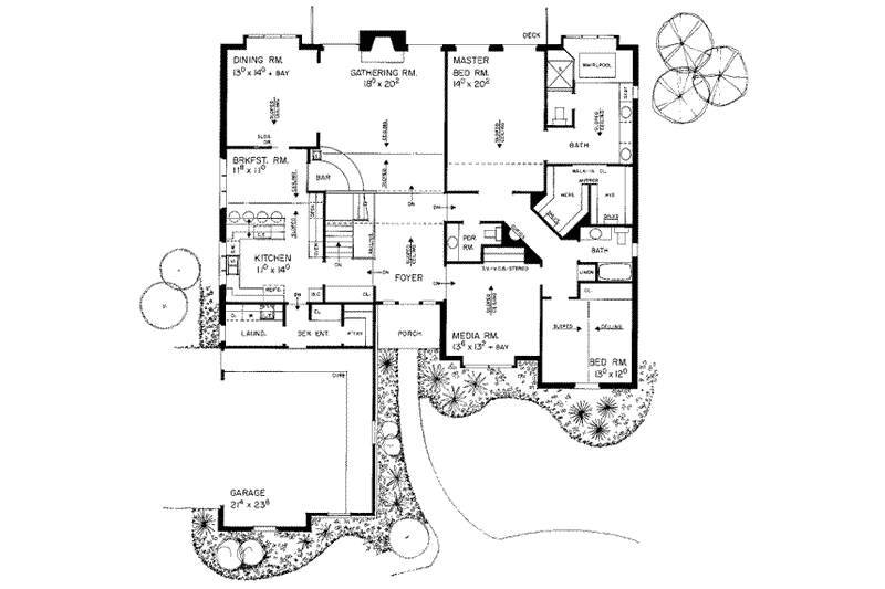 House Blueprint - Floor Plan - Main Floor for Ranch House Plan #72-213 - 3 bed, 3.5 bath
