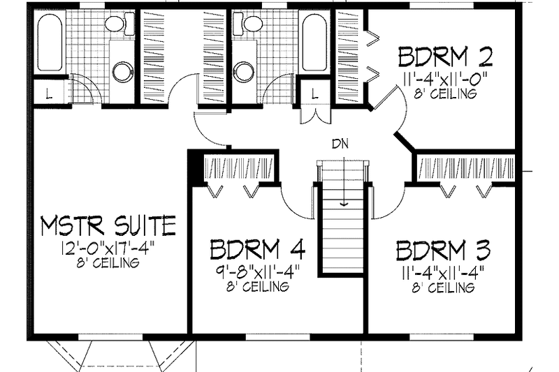 Architectural House Design - Floor Plan - Upper Floor for Colonial House Plan #51-753 - 4 bed, 2.5 bath
