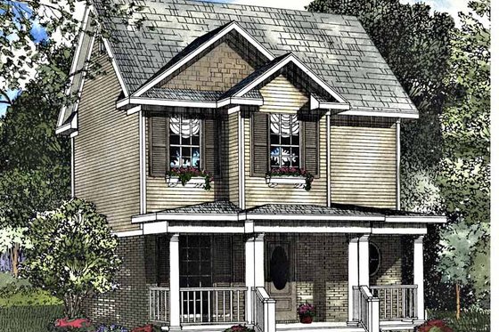 Exterior - Front Elevation 3 for Country House Plan #17-3176 - 2 bed, 2.5 bath
