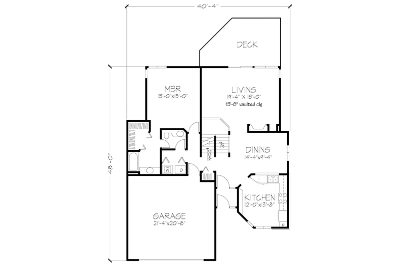 Home Plan - Floor Plan - Main Floor for Prairie House Plan #320-1072 - 3 bed, 2 bath