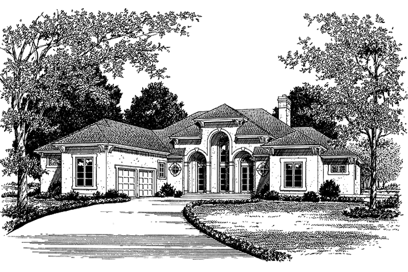 Home Plan - Exterior - Front Elevation 3 for Mediterranean House Plan #453-313 - 4 bed, 4.5 bath