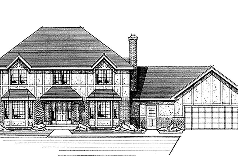 Architectural House Design - Tudor Exterior - Front Elevation Plan #51-768