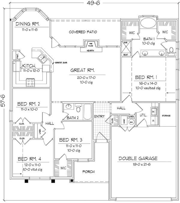 Dream House Plan - Country Floor Plan - Main Floor Plan #42-697