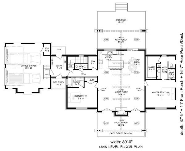 House Blueprint - Country Floor Plan - Main Floor Plan #932-1304