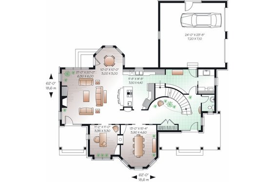 Floor Plan - Main Floor for European House Plan #23-844 - 3 bed, 3.5 bath