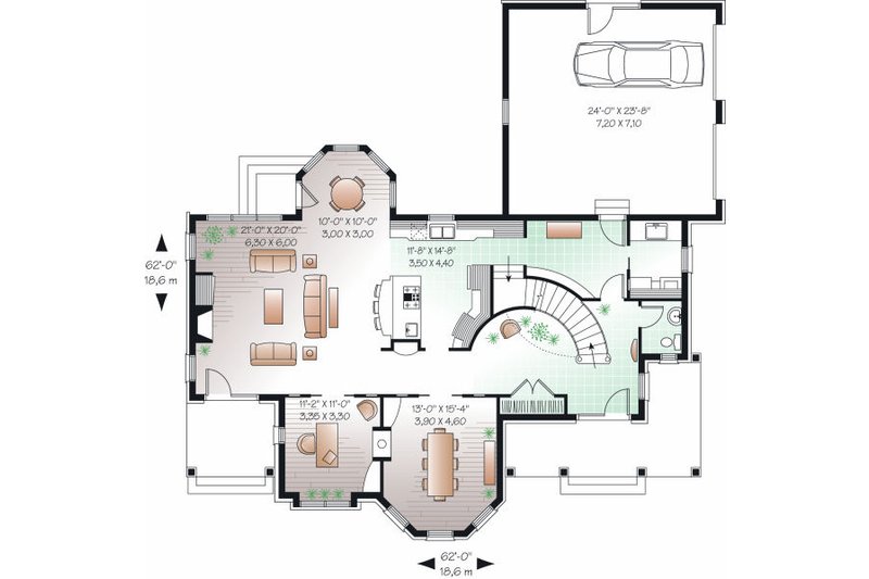Home Plan - Floor Plan - Main Floor for European House Plan #23-844 - 3 bed, 3.5 bath