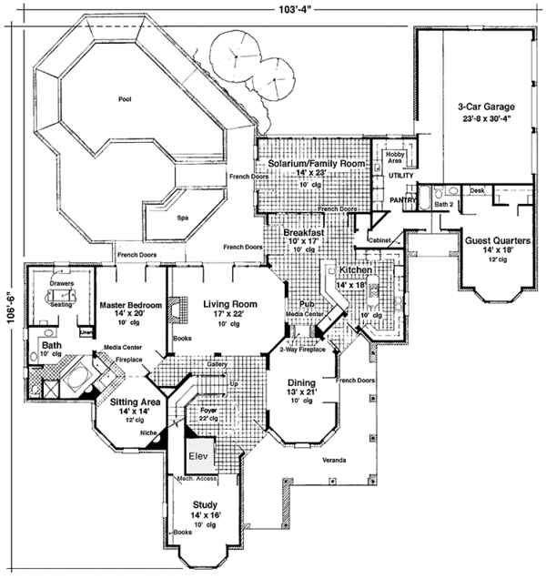 Dream House Plan - European Floor Plan - Main Floor Plan #410-3573
