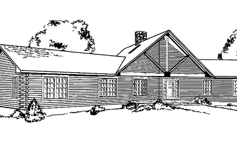 House Blueprint - Log Exterior - Front Elevation Plan #964-15