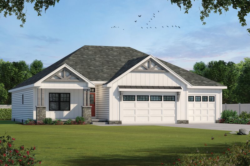 Architectural House Design - Exterior - Front Elevation 4 for Farmhouse House Plan #20-2351 - 3 bed, 3 bath