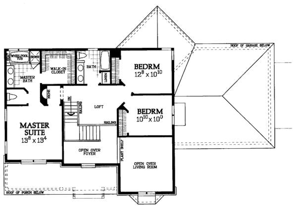House Blueprint - Country Floor Plan - Upper Floor Plan #72-1102
