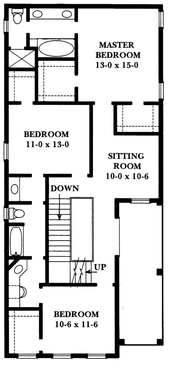 House Blueprint - Classical Floor Plan - Upper Floor Plan #1047-10
