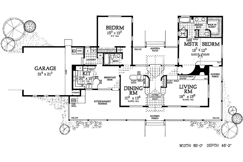Home Plan - Floor Plan - Main Floor for Ranch House Plan #72-944 - 2 bed, 2 bath