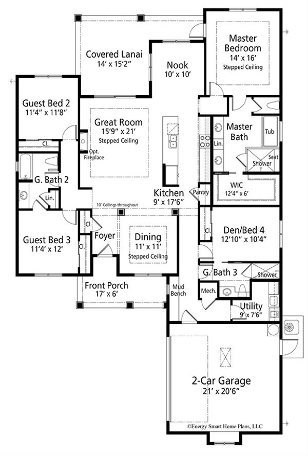 Craftsman Floor Plan - Main Floor Plan #938-96