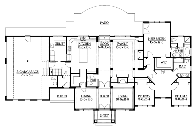 Dream House Plan - Floor Plan - Main Floor for Craftsman House Plan #132-344 - 4 bed, 3.5 bath