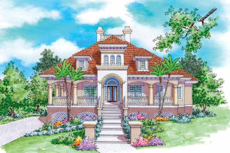 Architectural House Design - Mediterranean Exterior - Front Elevation Plan #930-170